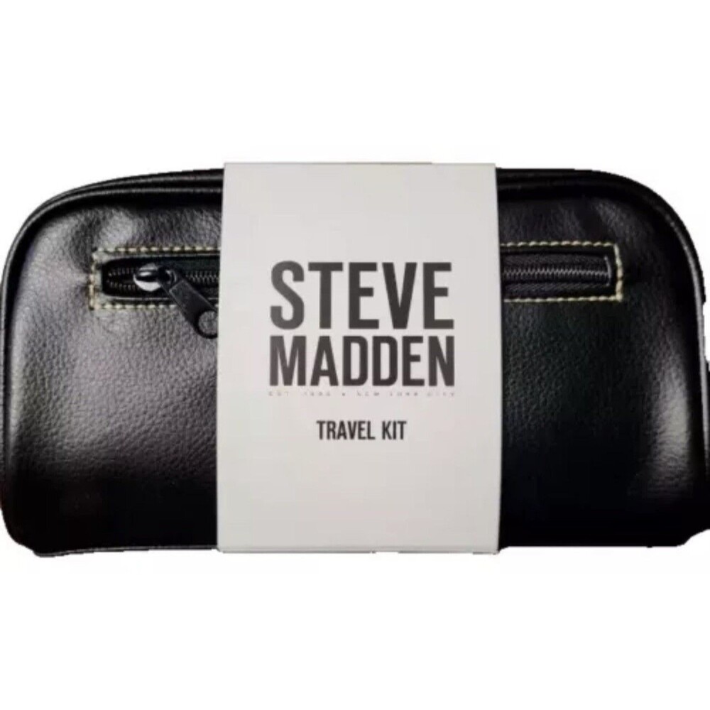 Steve Madden Men's Travel Kit Shaving Toiletry Case Dopp Bag Black New! $35 MSRP